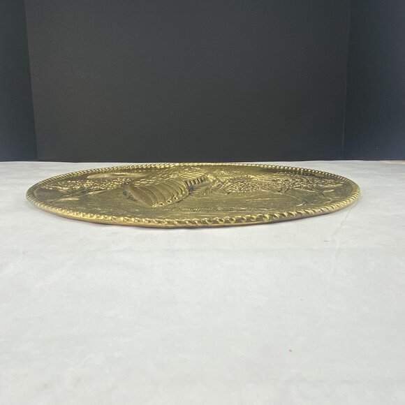 Vintage Retro Embossed Brass Wall Decor Plate Flying Duck or Goose - Picture 3 of 8